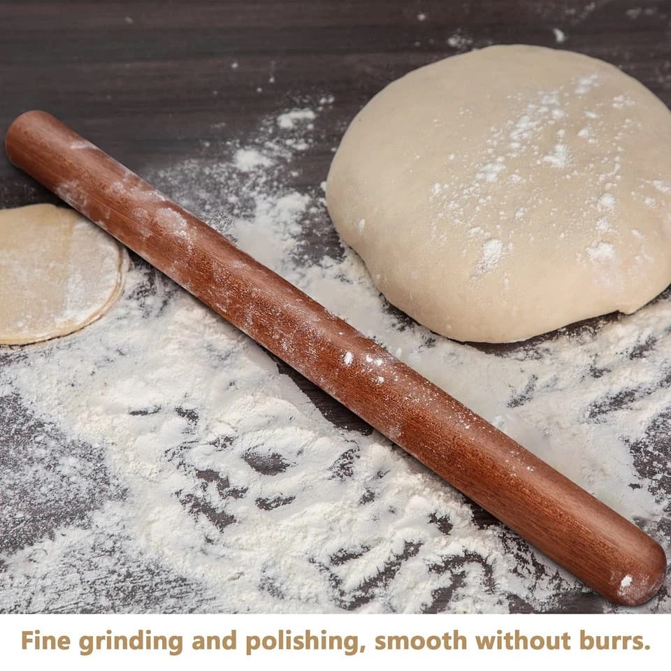 Aisoso French Rolling Pin, 17.7 Inches Wood Rolling Pin For Baking Ext 5
