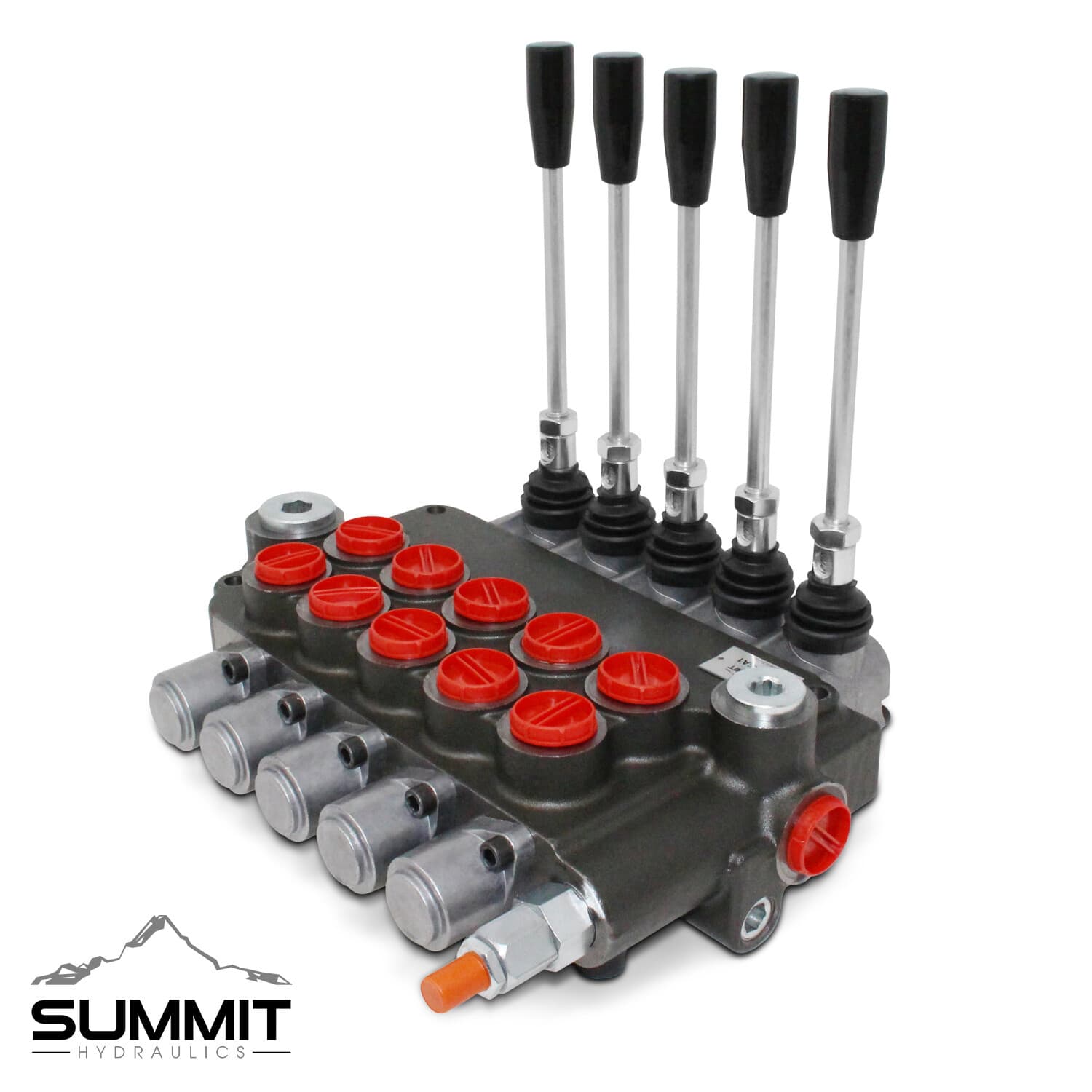 5 Spool Hydraulic Monoblock Double Acting Control Valve, 21 GPM, SAE Ports 2