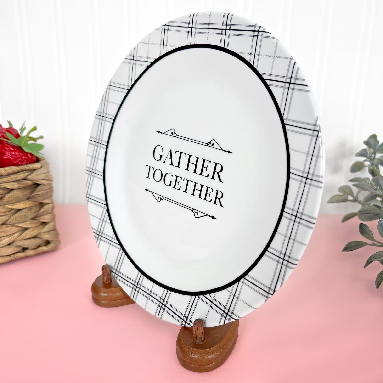 Bard's Walnut MDF Wood Plate Stand, 6.375" H x 5" W x 4" D (For Plates 7"-10") 2