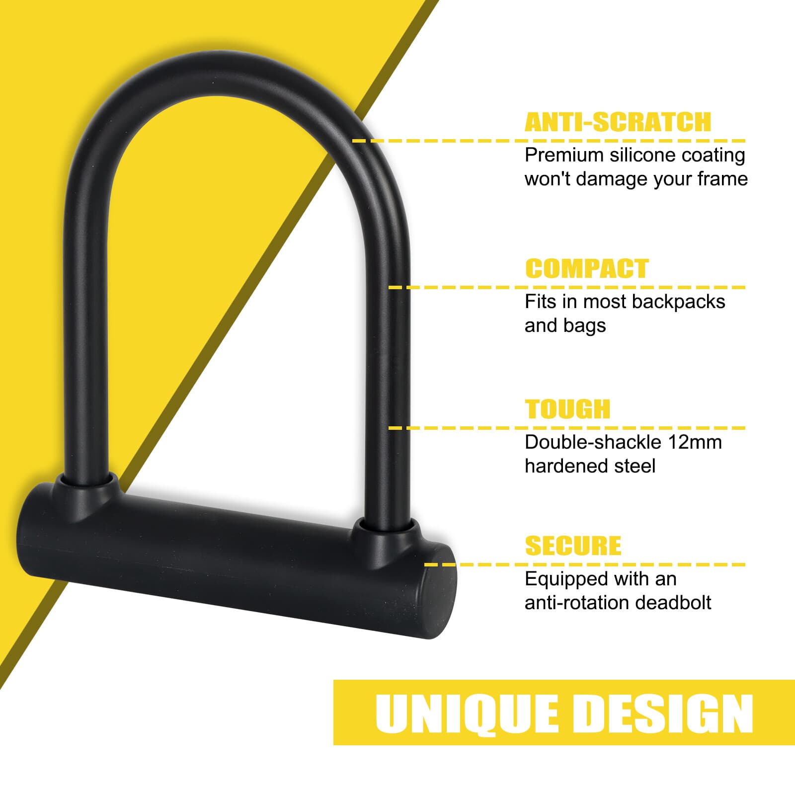 Heavy Duty Anti Theft ebike lock w/ 16mm Shackle 4ft Security Cable Bike U Lock 6