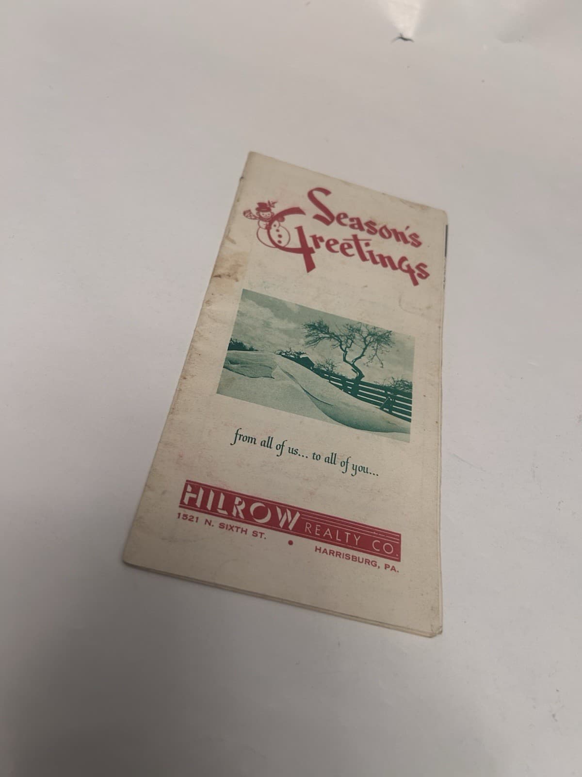 Seasons Greetings Brochure about Christmas Carols Hilrow Realty Co 1950 PA