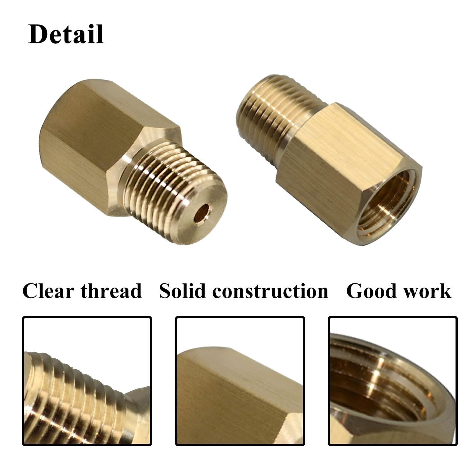 2PCS 1/8 BSPT Male to 1/8-27 NPT Female Thread Adapter for Gauge 4