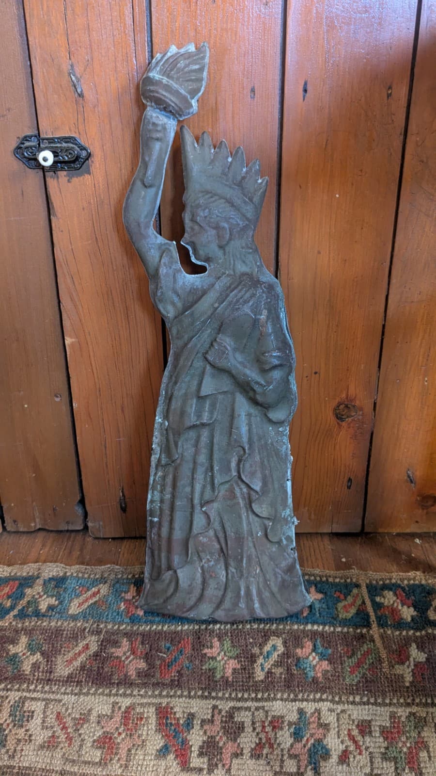 Rare Antique Early Primitive Metal Copper Statue Liberty Weathervane 22.5"