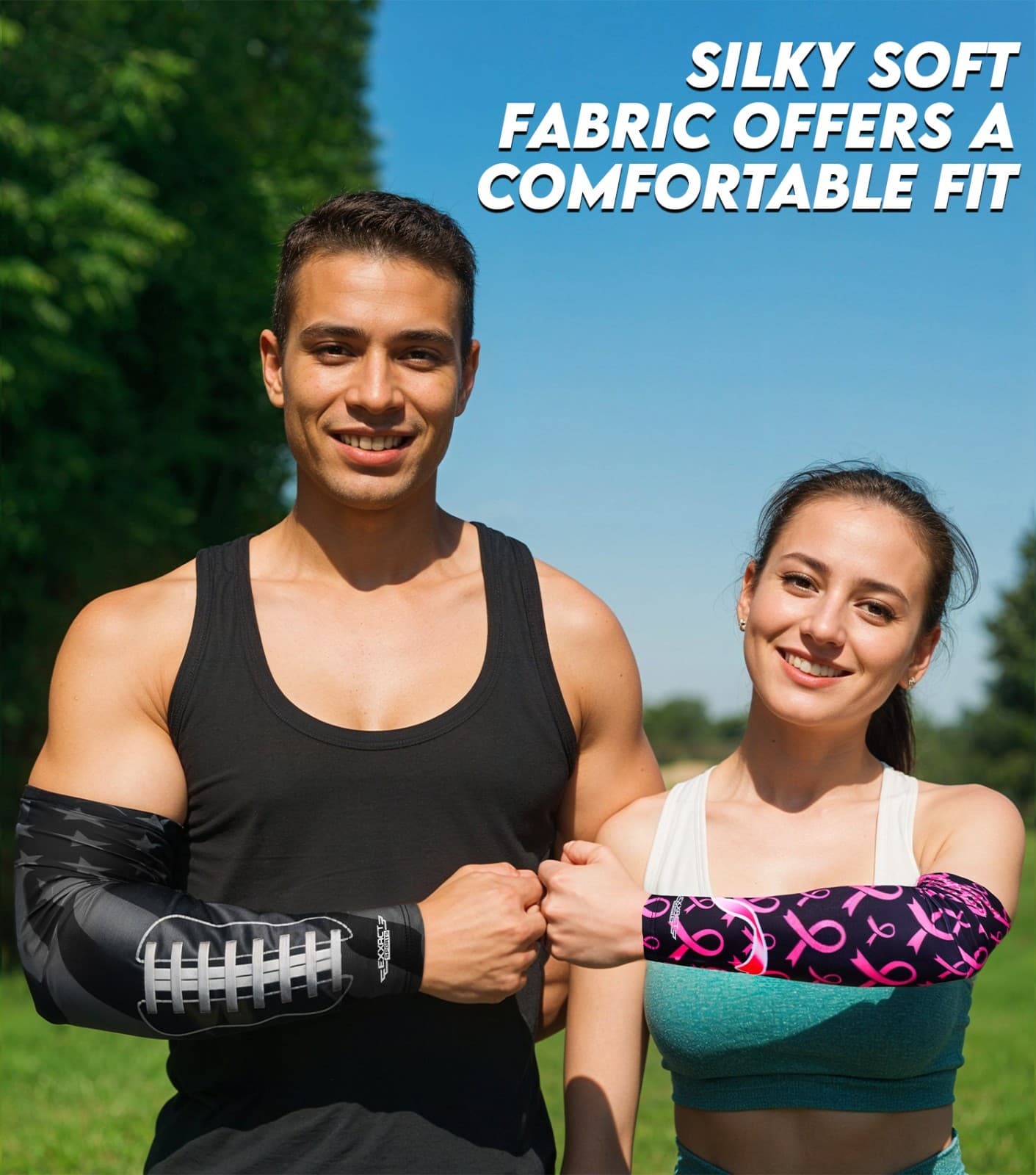 Exxact Sports 1 Pair Compression Arm Sleeves for Adult & Youth 6