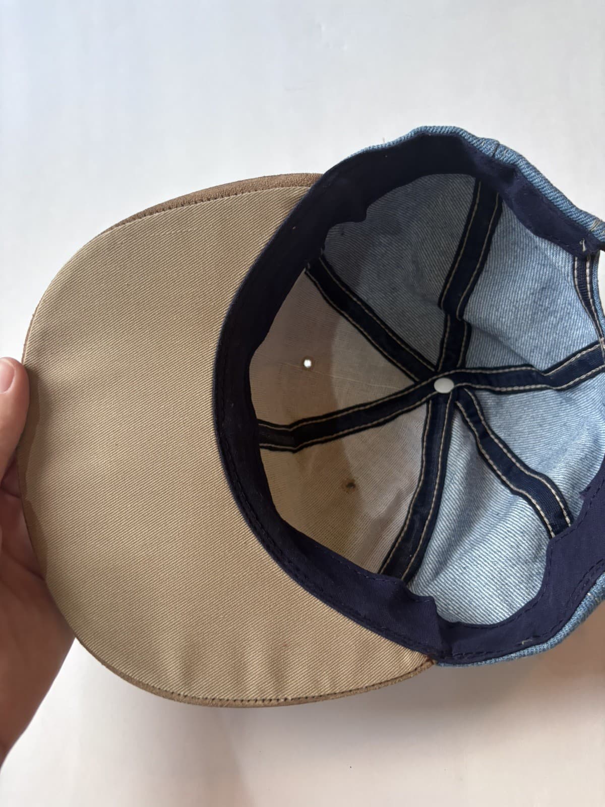 John Deere Denim & Suede Leather Patch Logo Snapback Hat Cap 6