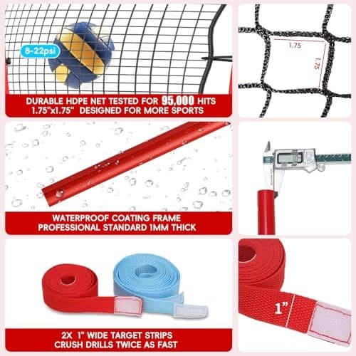 Portable Volleyball Rebounder Net 7x4 Ft, 5-Angle Adjustable Rebounder Net for  5