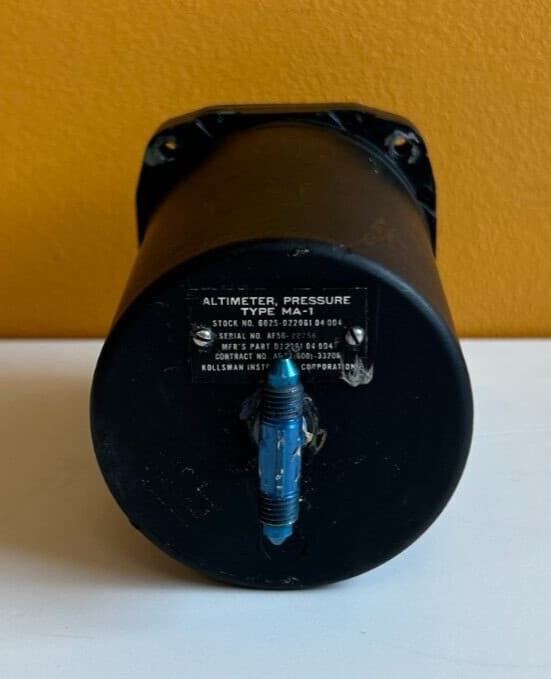 Kollsman Type MA-1 0 to 10,000 Feet, 3" Face, Approx 5", Atlimeter. Tested! 2