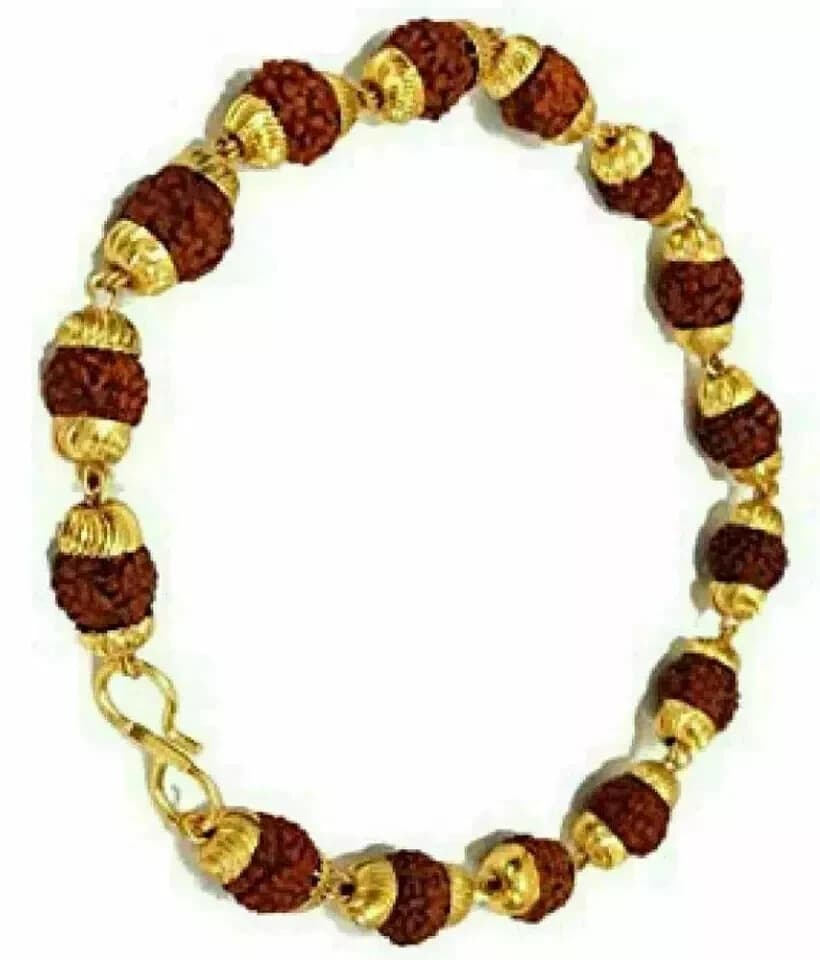 Rudraksha Rudraksh Bracelet With Gold Plated Cap For Stess Free Life Energized 2