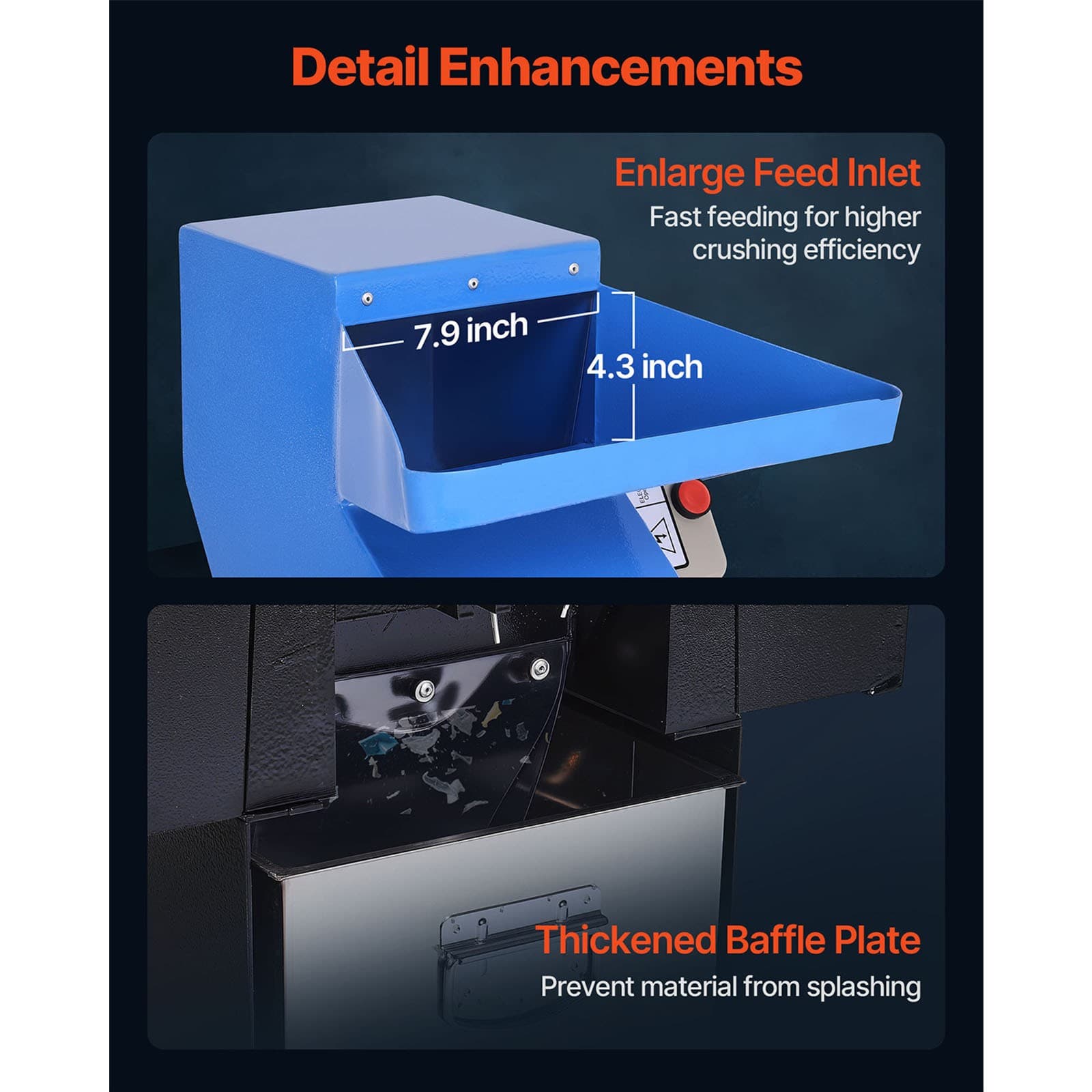 Uimoso Plastic Shredder Crusher 2.2KW Granulator Recycling Machine 220V 3-Phase 6