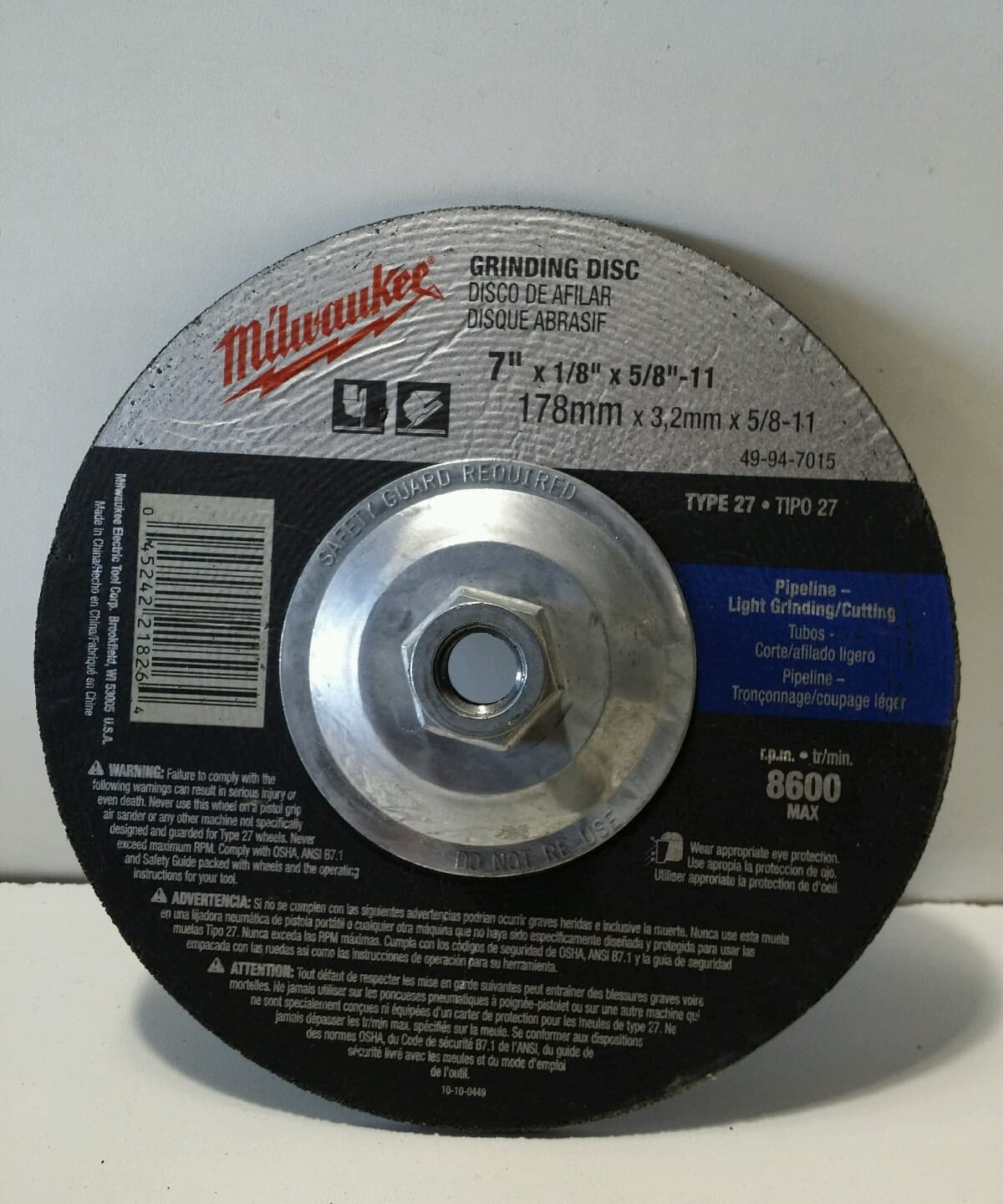 Lot of 5 Milwaukee 49-94-7015 7 x 1/8 x 5/8-Inch-11 Type-27 Grinding Wheel 2