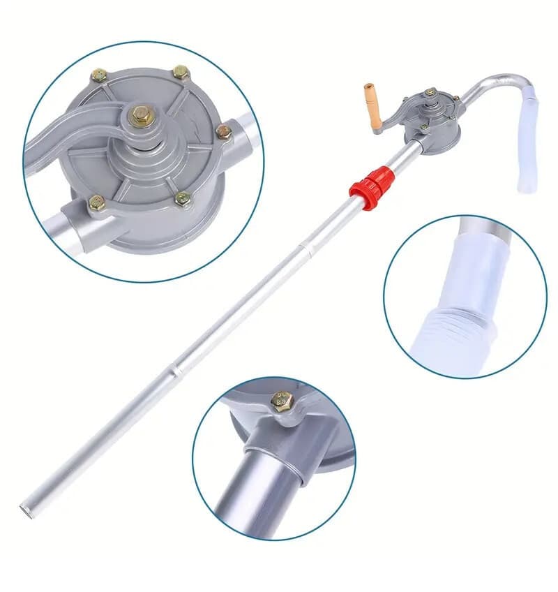 Aluminum Drum ROTARY HAND PUMP Water Cooking oil diesel fuel + more Self Priming 2