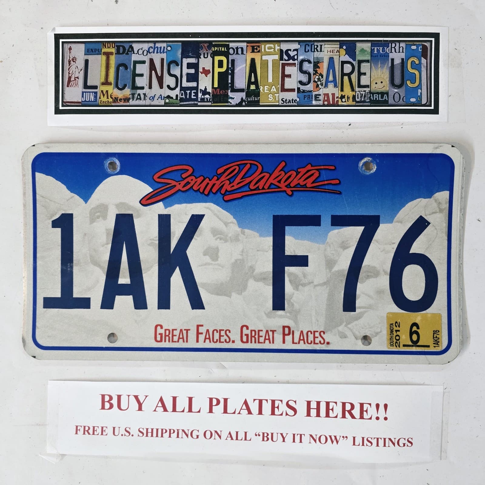 2012 SOUTH DAKOTA LICENSE PLATE 🔥FREE 📬🔥 1AK F76 ~ MT. RUSHMORE GRAPHIC TAG
