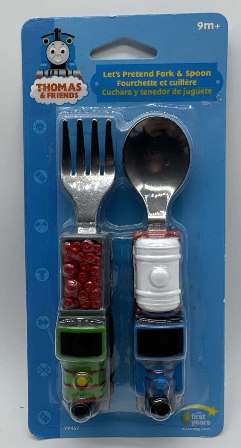 Thomas & Friends Train Baby Spoon & Fork First Years Stainless Plastic RARE New 3