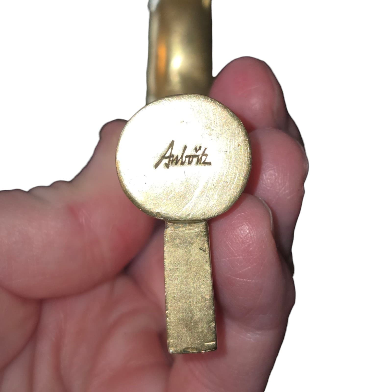 Carl Auböck Signed VTG '50's XL Brass Key Corkscrew Bottle Opener 6"X3.75"X0.75" 6