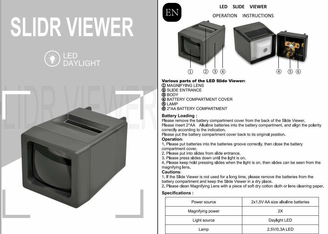 LED Lighted Illuminated 35mm Slide Viewer(2AA Batteries Included) 5