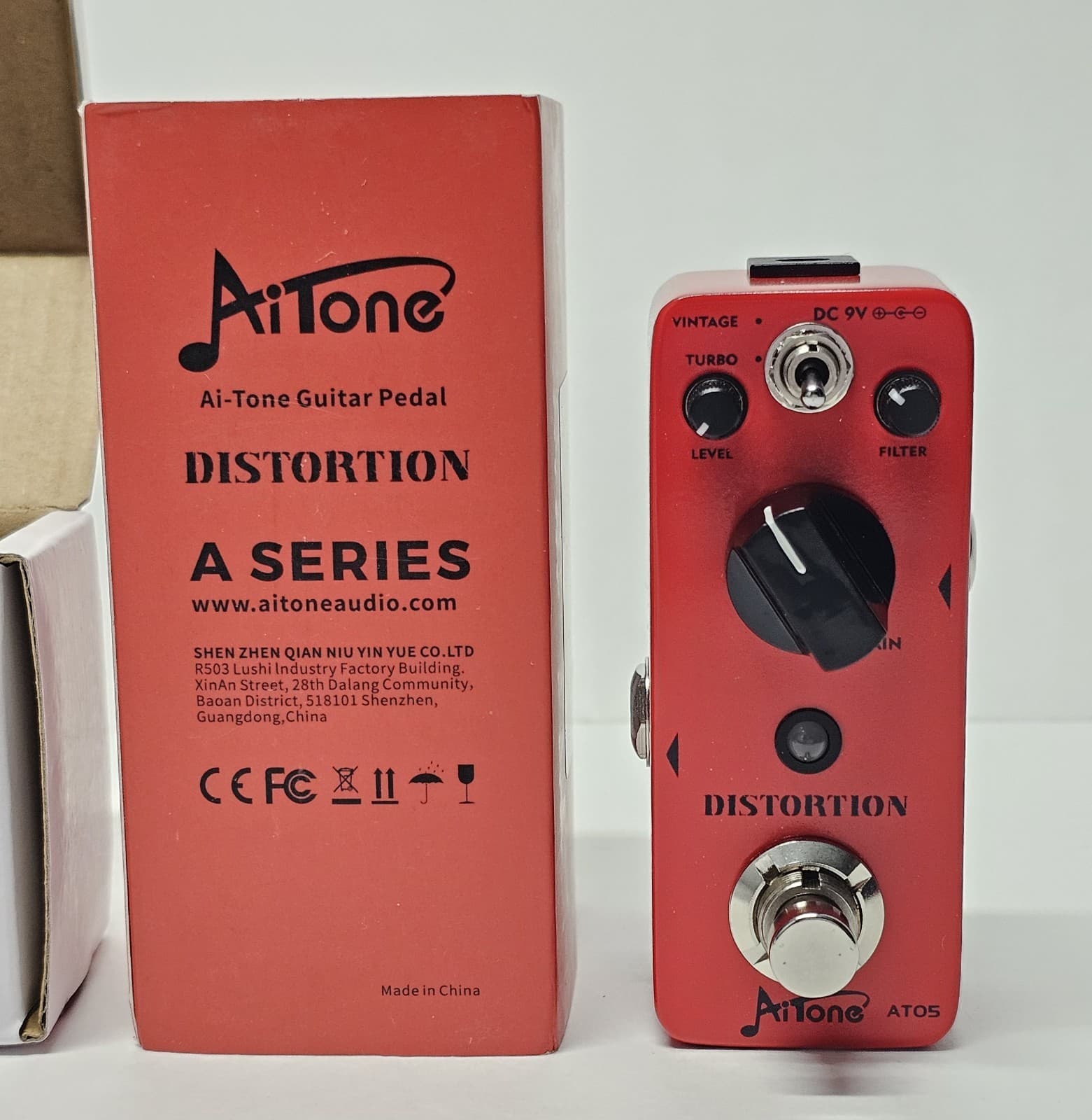 AITONE Distortion Pedal Mini Electric Guitar Effect w/2 Modes True Bypass At-05 5
