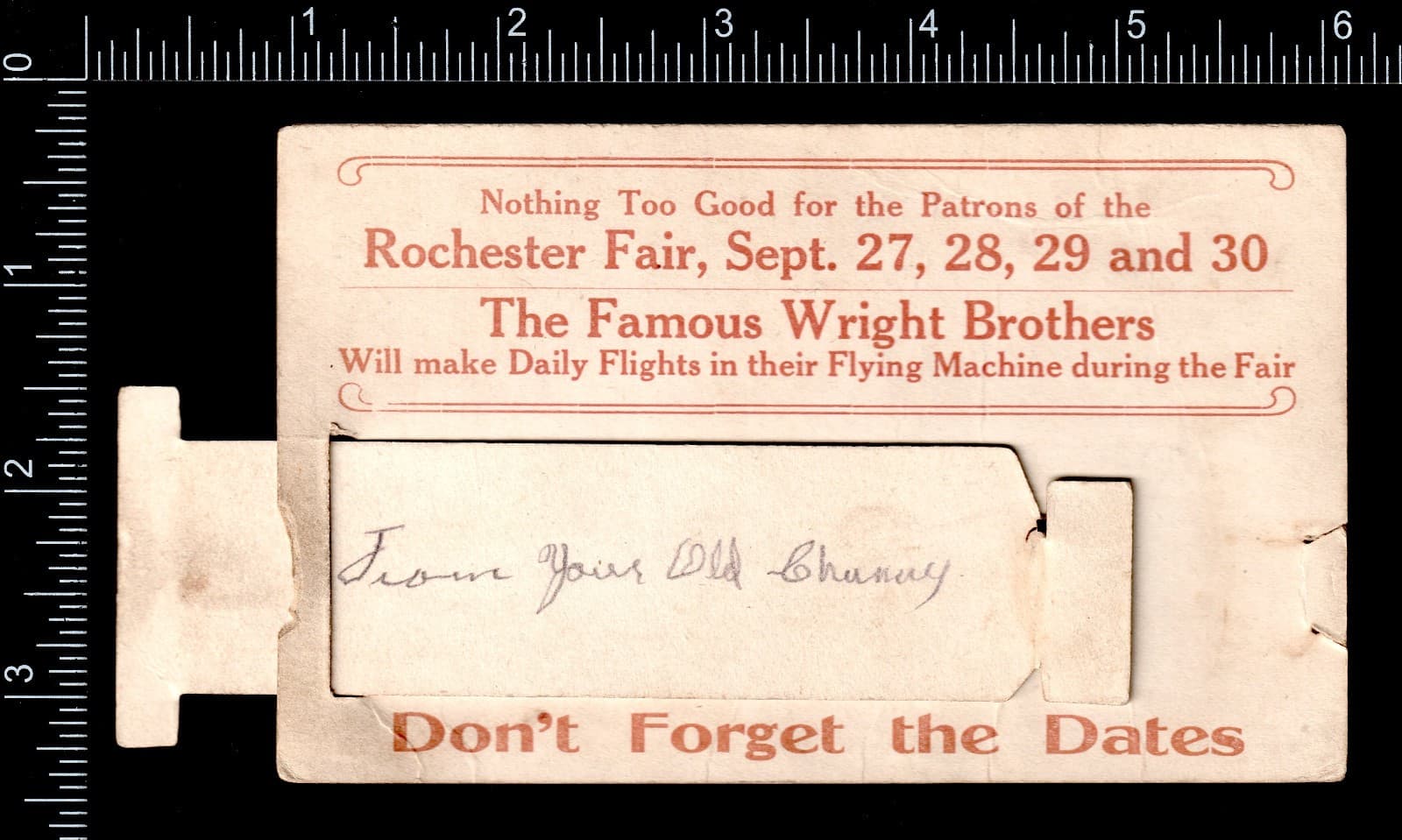 Wright Brothers: 1910 Exhibition Flights RARE Fair Mechanical Trade Card SR.E.WB 3
