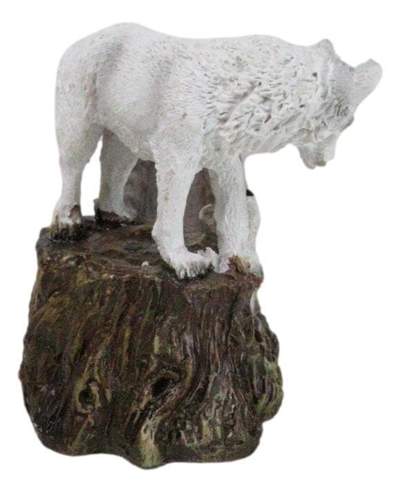 Moonlight Snow White Wolf Mother With Pup In Forest Incense Burner Figurine 3