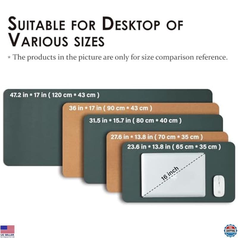 Cork Desk Mat Dual-Sided 90cm x 43cm Dark Green Large Mouse Pad Desk Accessory 5