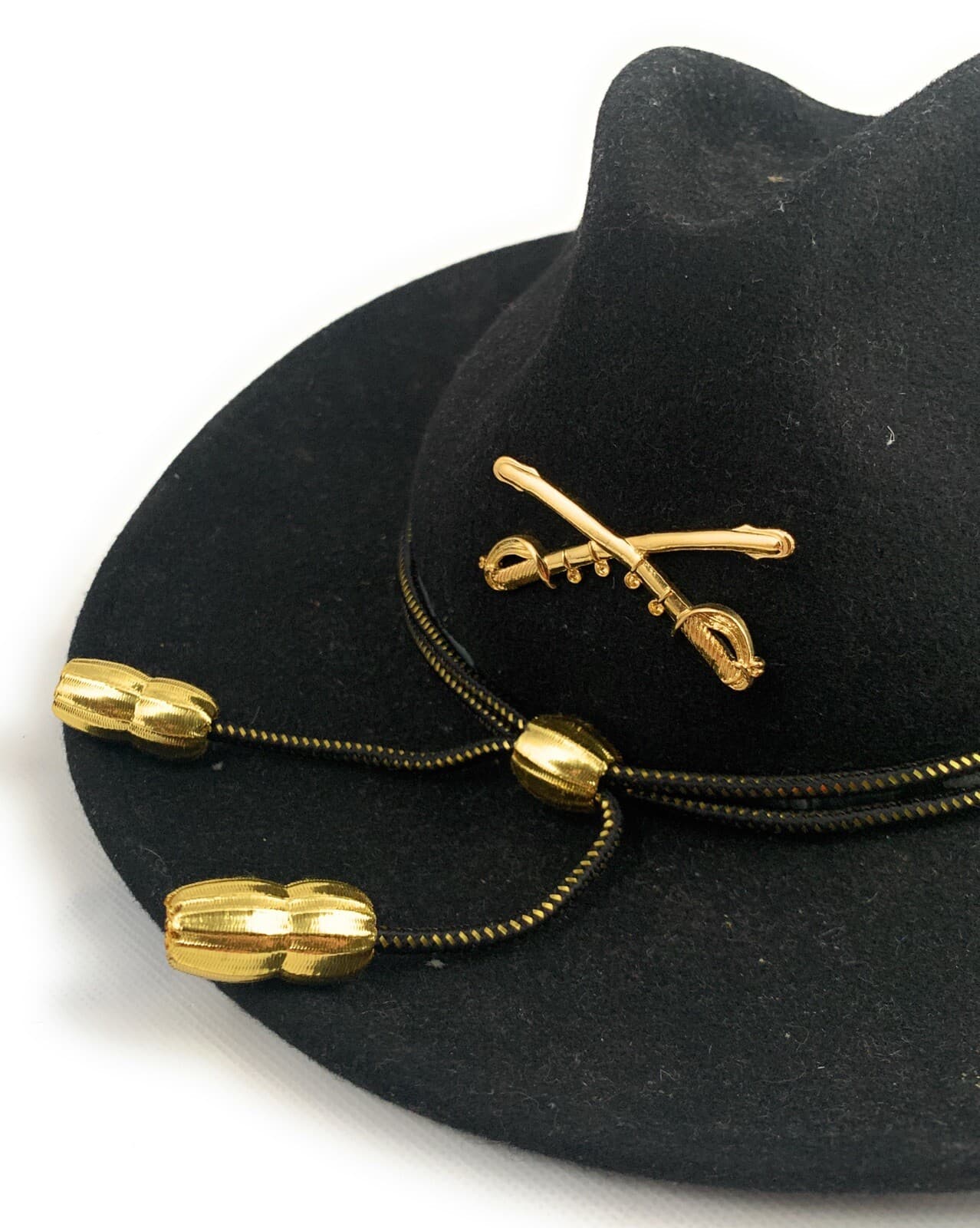 🌟US Army Senior Officer, State Trooper Gold Black Acorn Campaign Cord Hat Band 4