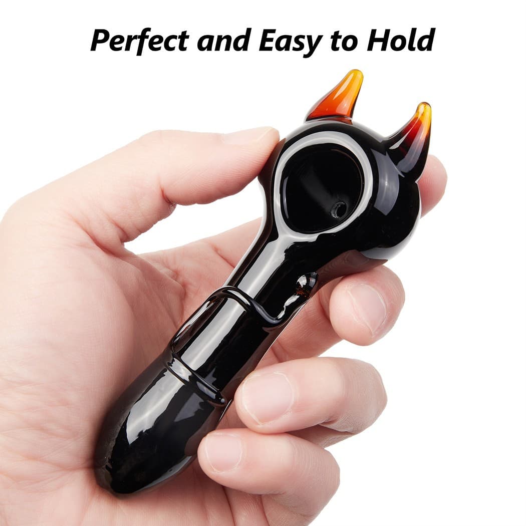 4 Inch Demon Tobacco Smoking Glass Pipe Gorgeous Bowl Collectible Handmade Pipes 3