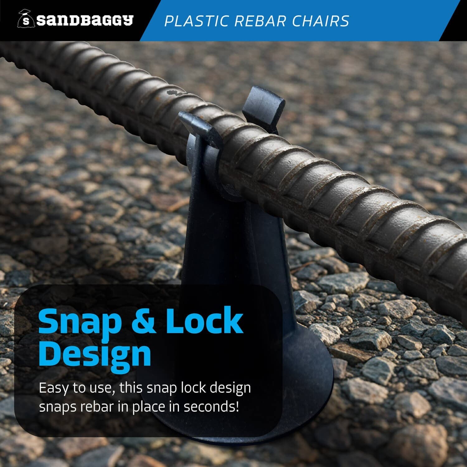 Sandbaggy 2-1/4 Inch Rebar Plastic Chair | Fits Rebar #3 to #5 | Heavy Duty 5