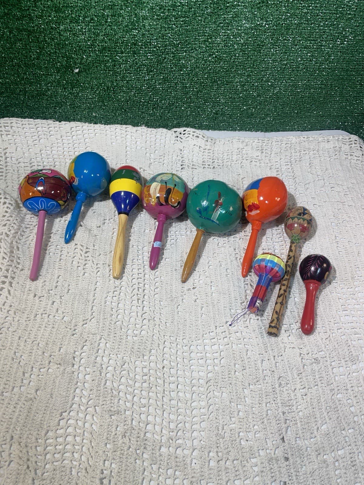 Lot Of 7 Vintage Maracas See Pictures Details/Wear