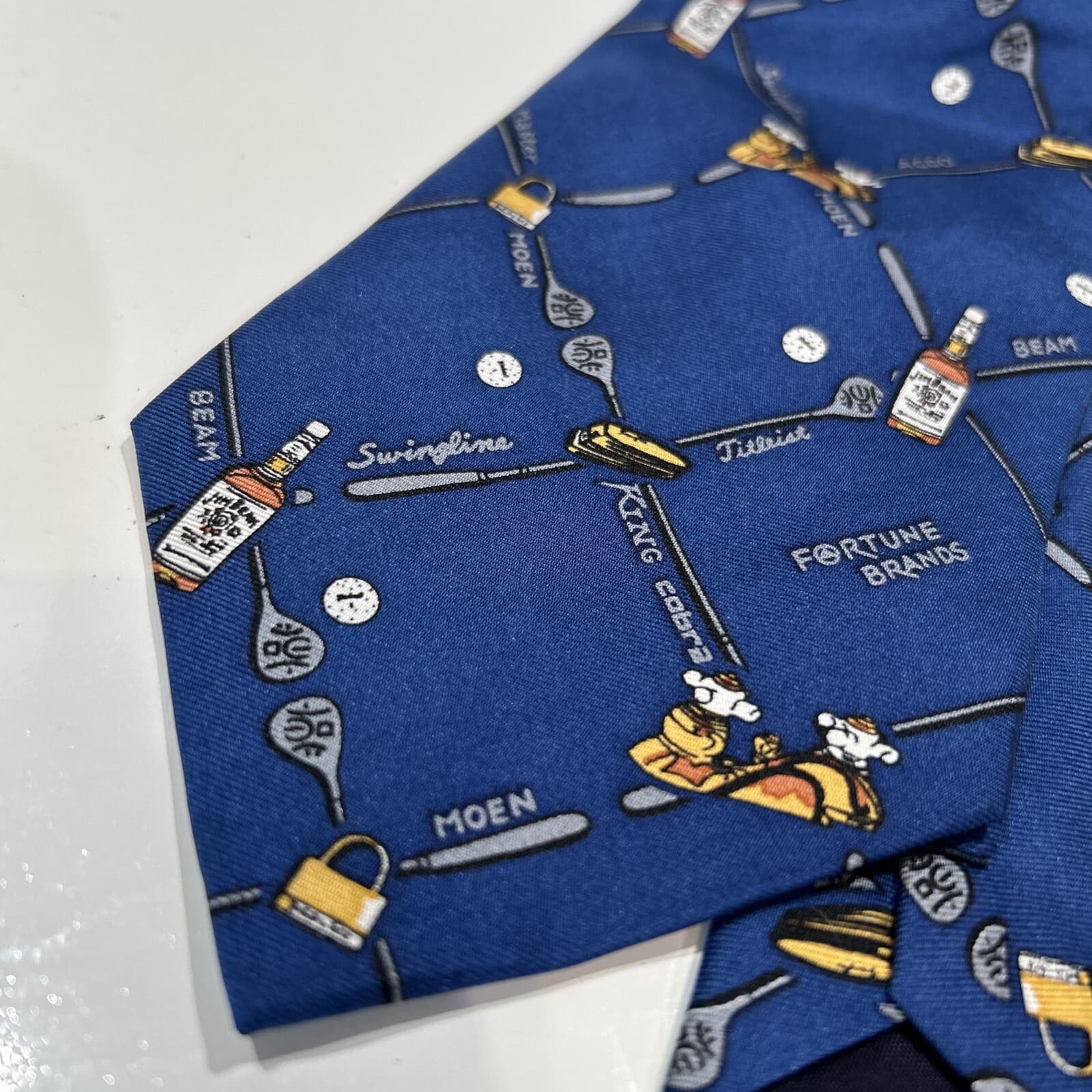 Jim Beam Blue Necktie Fortune Brands Jim Beam King Cobra Moen Logo Silk Tie 2