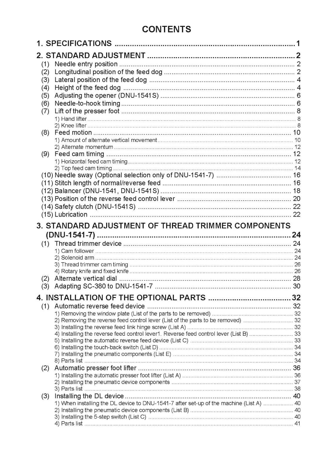 JUKI DNU-1541-7 Service Engineer Manual Coil Bound Reprint 4