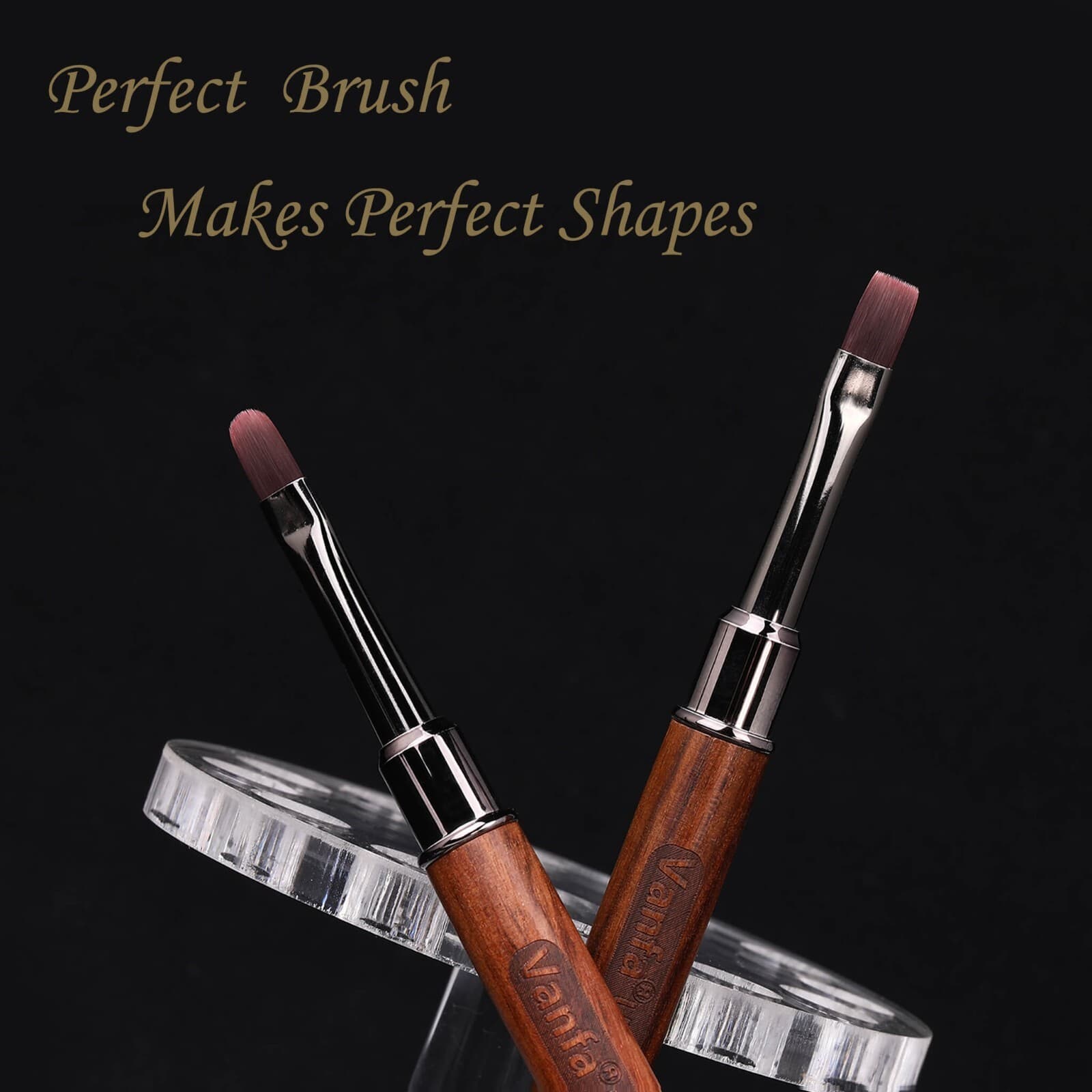 Vanfa Gel Nail Brush set for Builder Gel, Polygel, Hard Gel (1 Oval + 1 Sqaure) 6