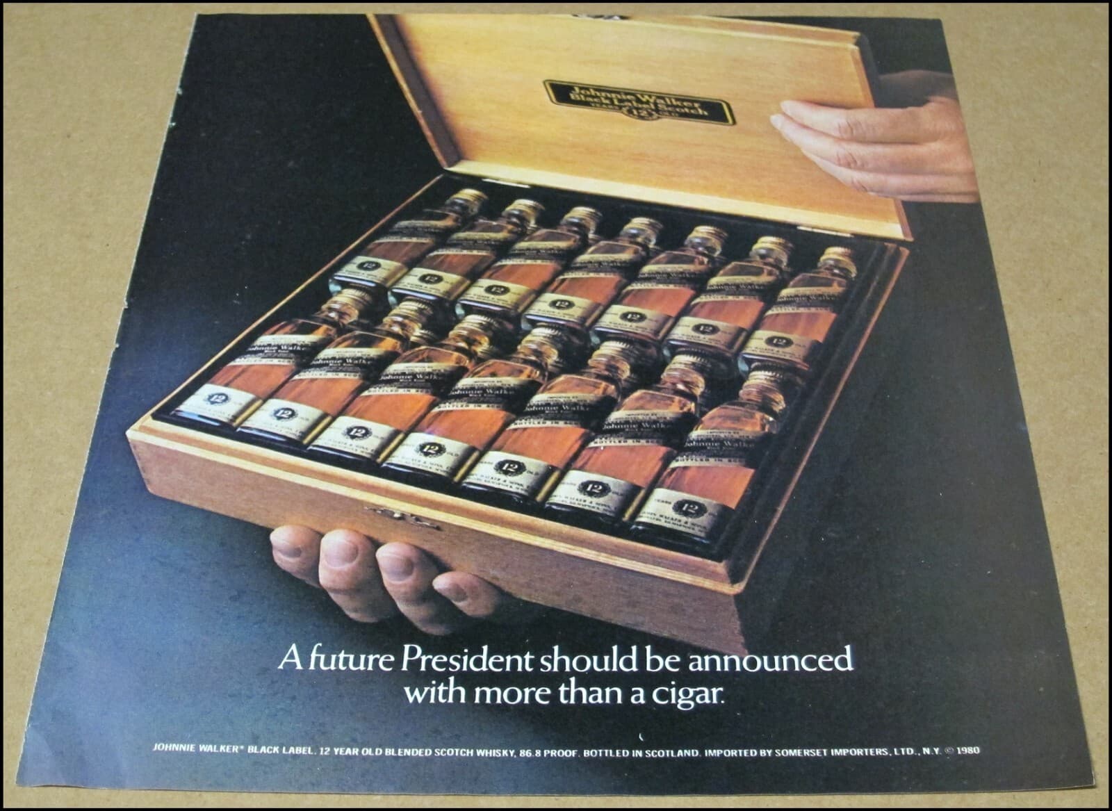 1980 Johnnie Walker Black Label Whisky Print Ad Advertisement Future President 2