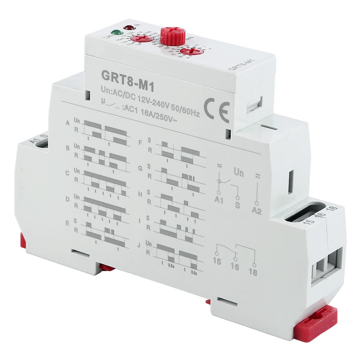 Multifunction Time Relay with 10 Functions GRT8-M1 AC/DC 12V~240V 16A 1×SPDT 3