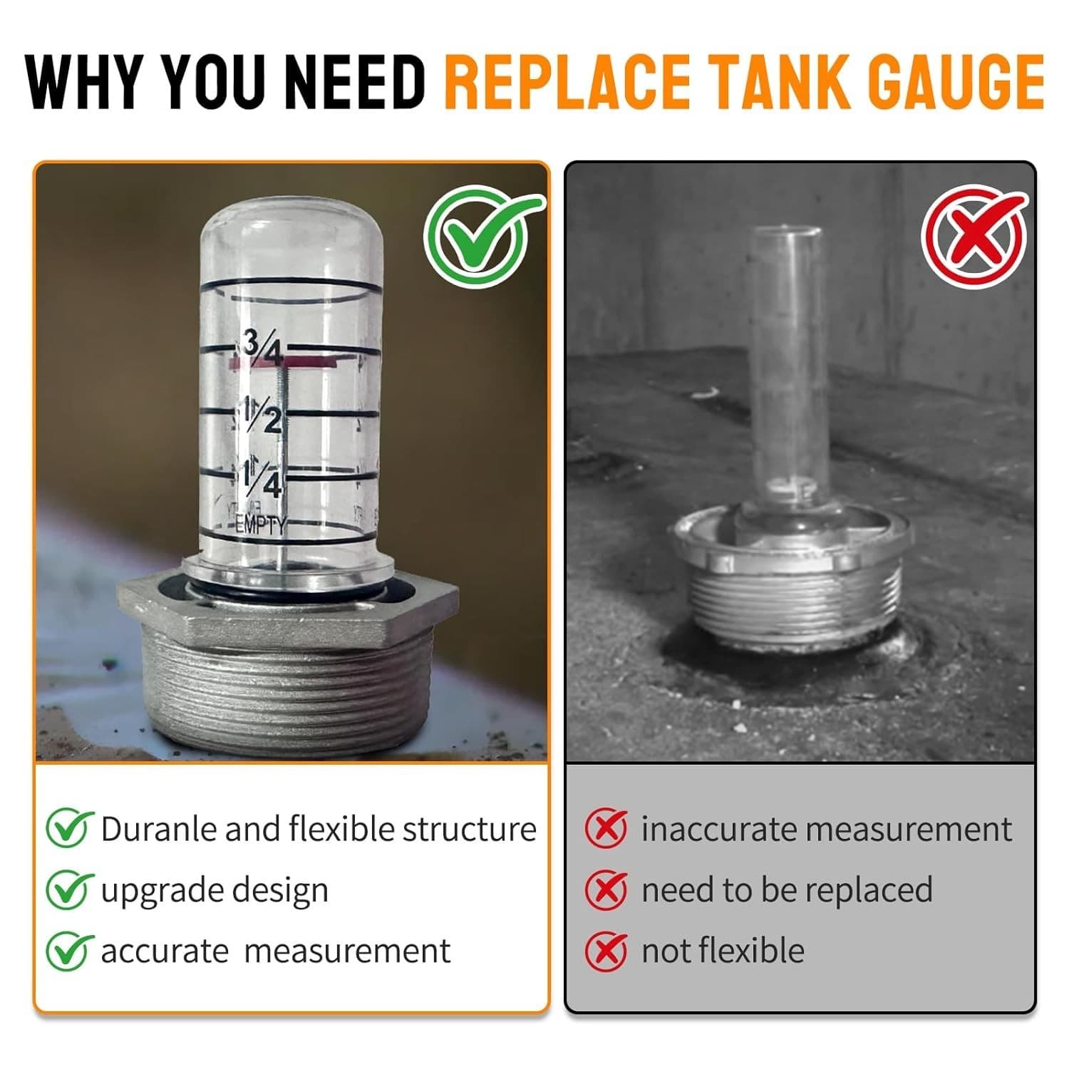 Fuel Level Gauge Fit for 275, 330 Vertical Oil Tank for 1 1/2”, 2” Hole 2