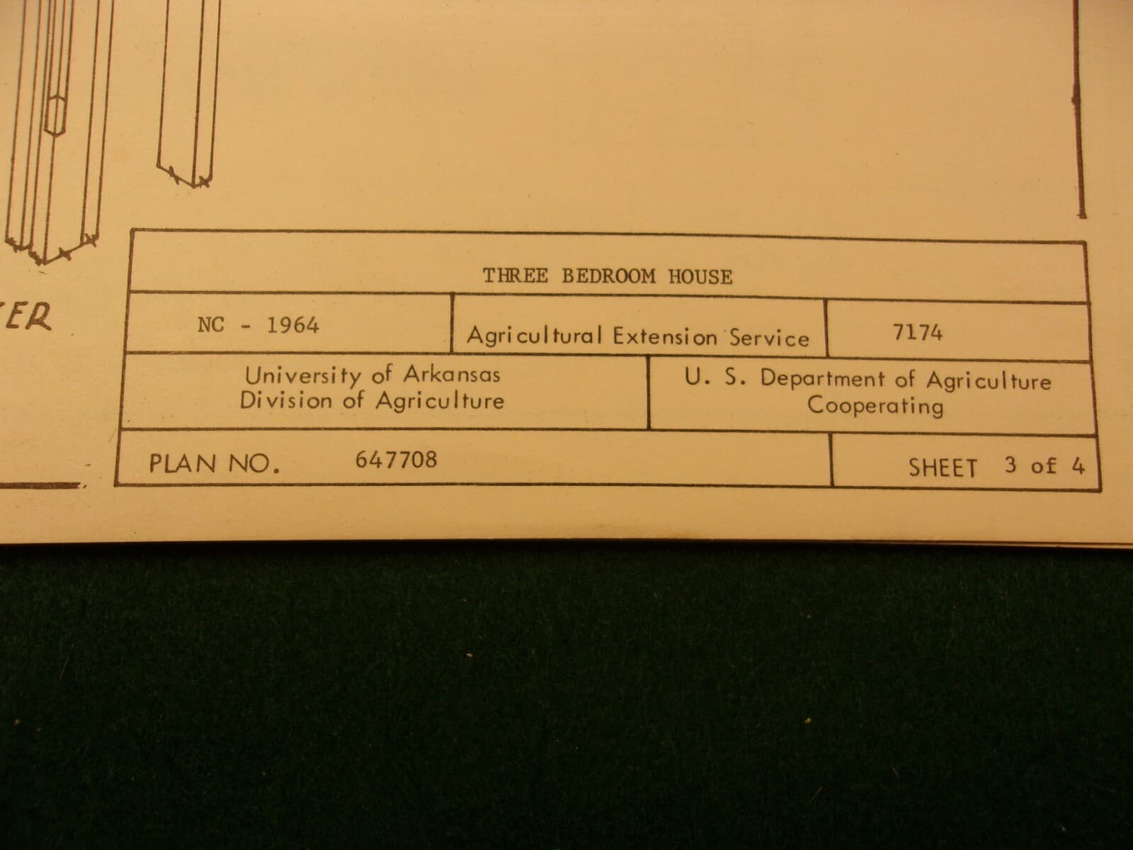 PAIR OF OLDER VTG 1964 HOUSE BLUEPRINTS PLANS\:  UofA AGRICULTURE EXTENSION SRVC 4