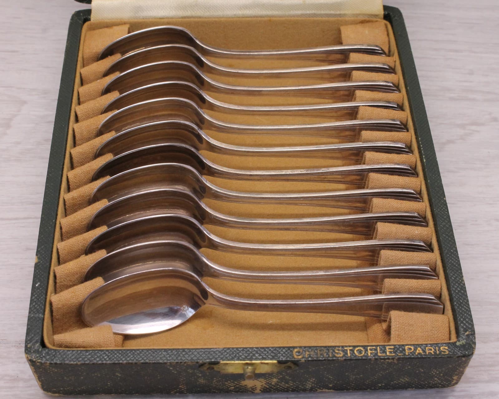 Vintage Christofle Demitasse French Silver Plated Spoons 10 cm Set Of 12
