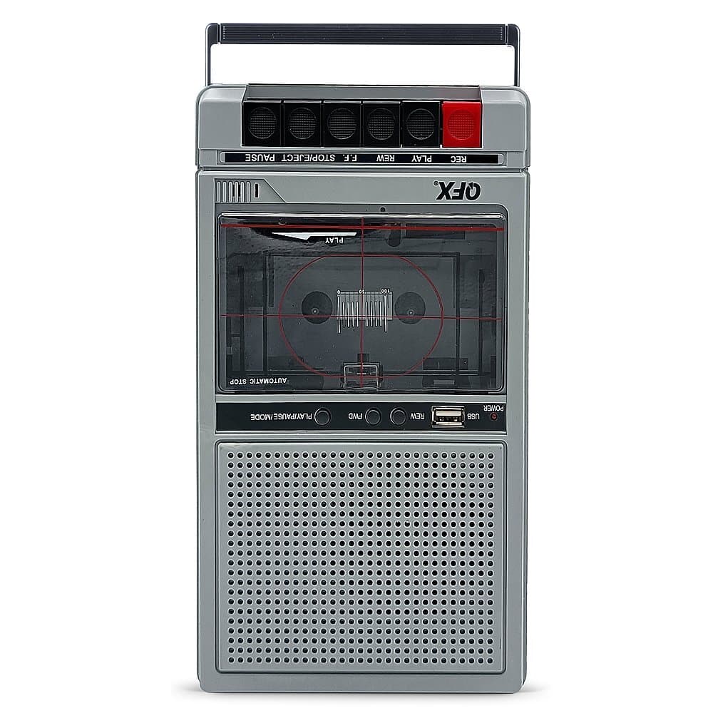 Silver QFX RETRO-40 Shoebox Cassette Tape Recorder +AUX/USB +Built-In Mic 5