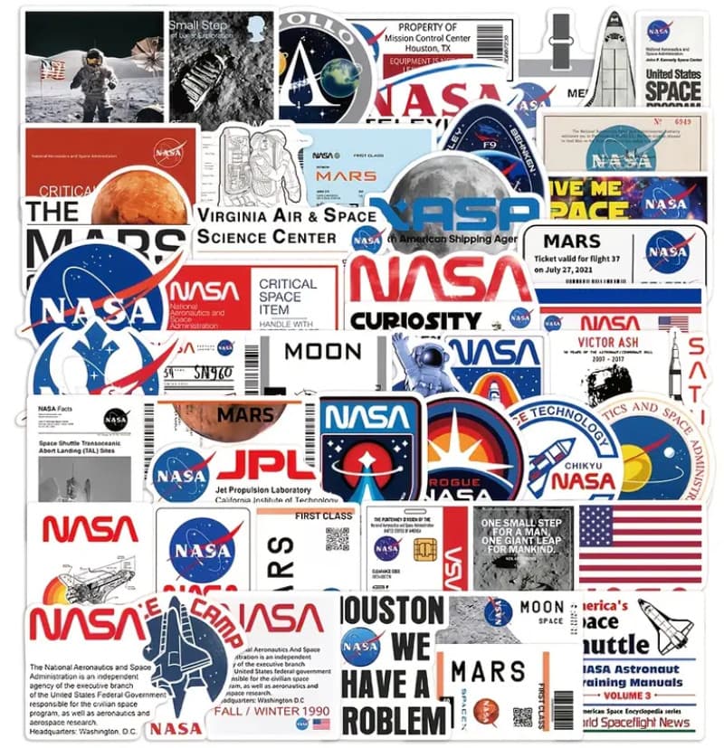 24 NASA Mission Vinyl Decals Shuttle Apollo Mars & MORE! Fun Space Sticker Swag! 3