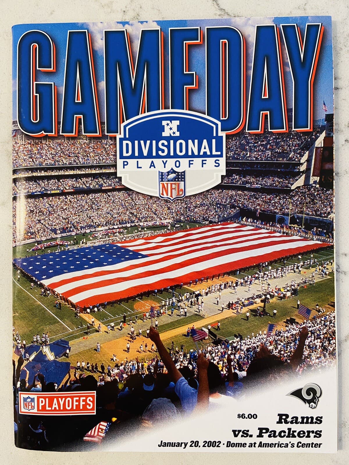 Gameday Magazine January 20, 2002, St Louis Rams vs Green Bay Packers Playoff