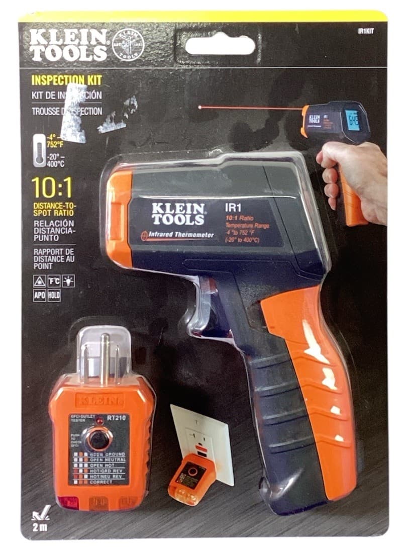 Klein Tools IR1KIT Infrared Thermometer 10:1 with GFCI Receptacle Tester NEW
