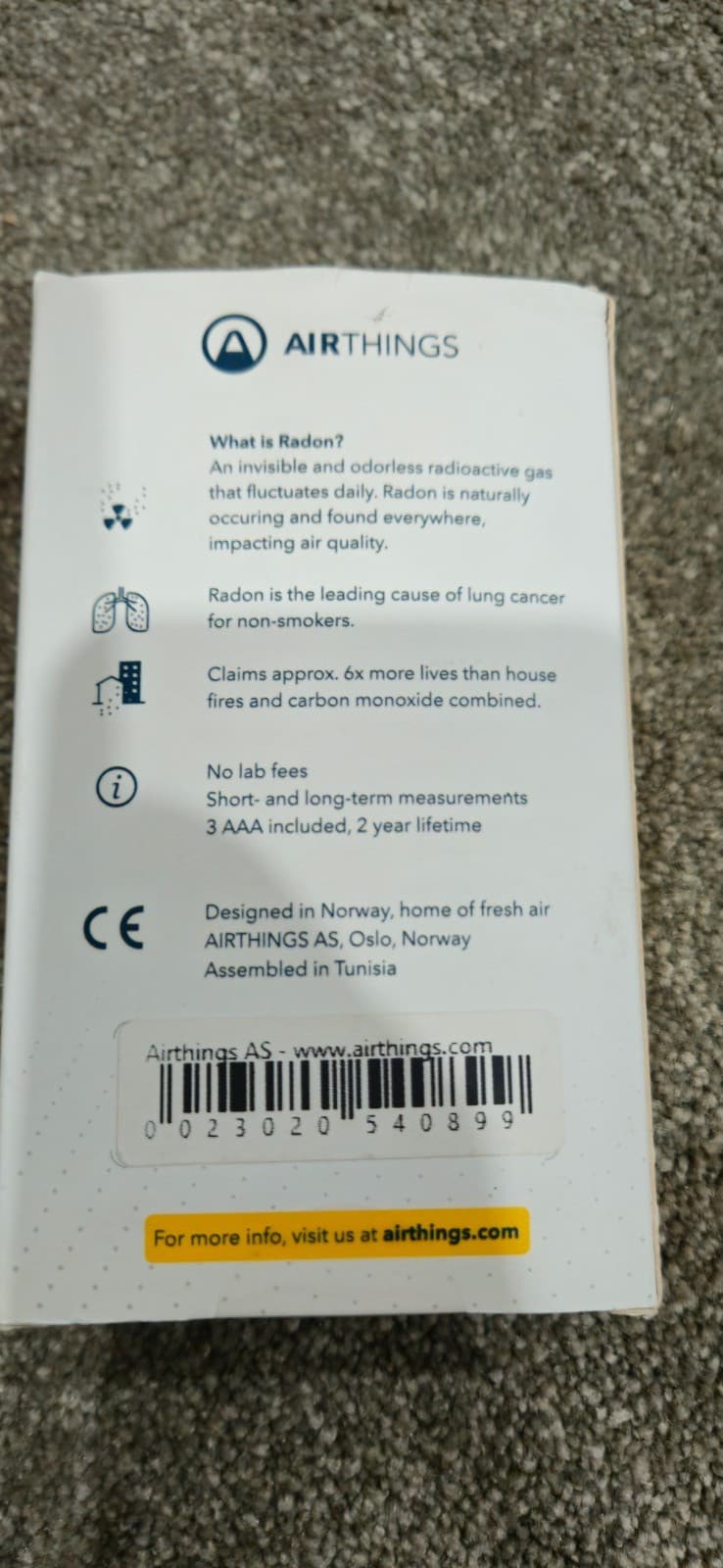 Airthings Corentium Home Digital Radon Detector - Open Box 2