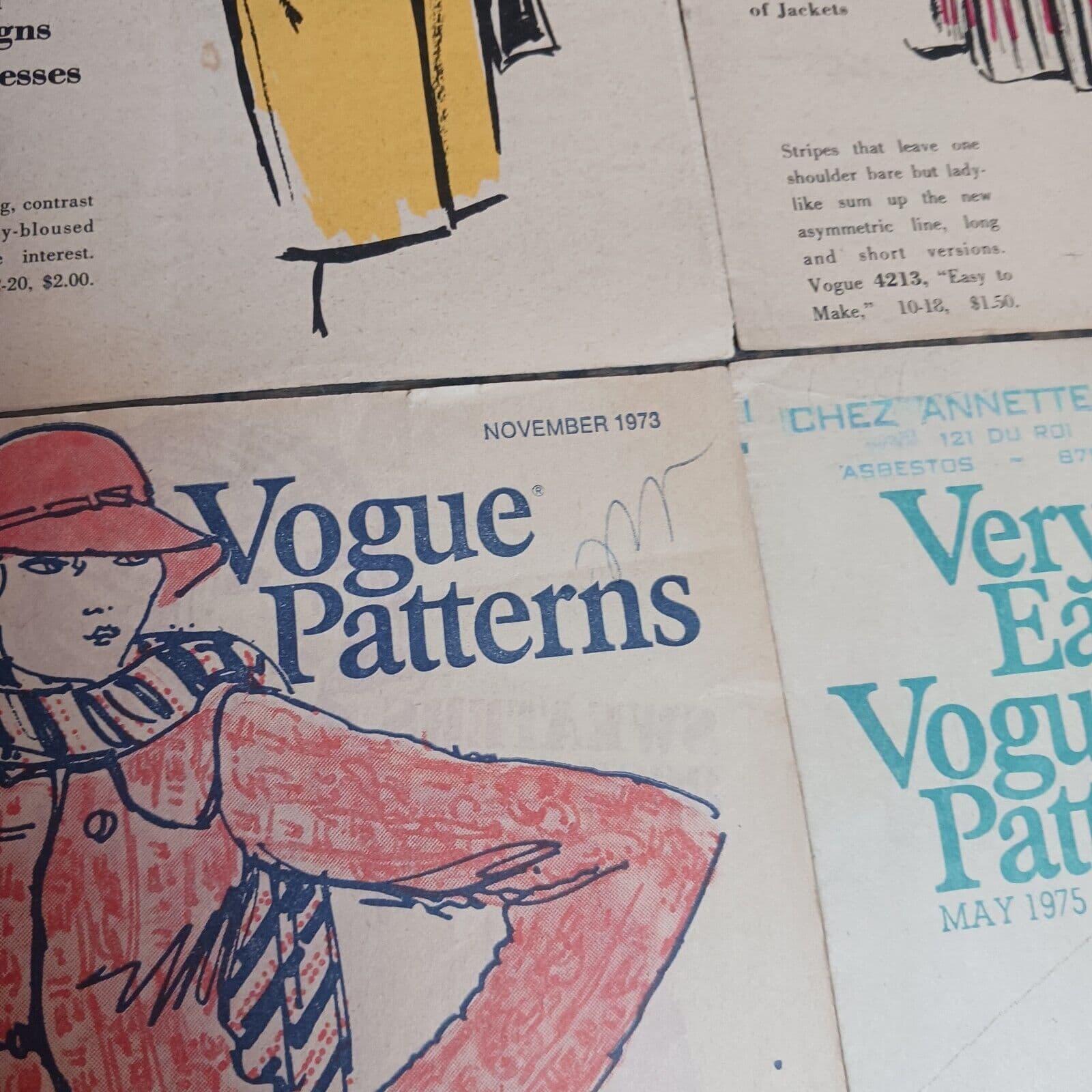 Lot of Vogue Printed Pattern News 60s & 70s Vintage Fashion Newsletter Retro Art 3