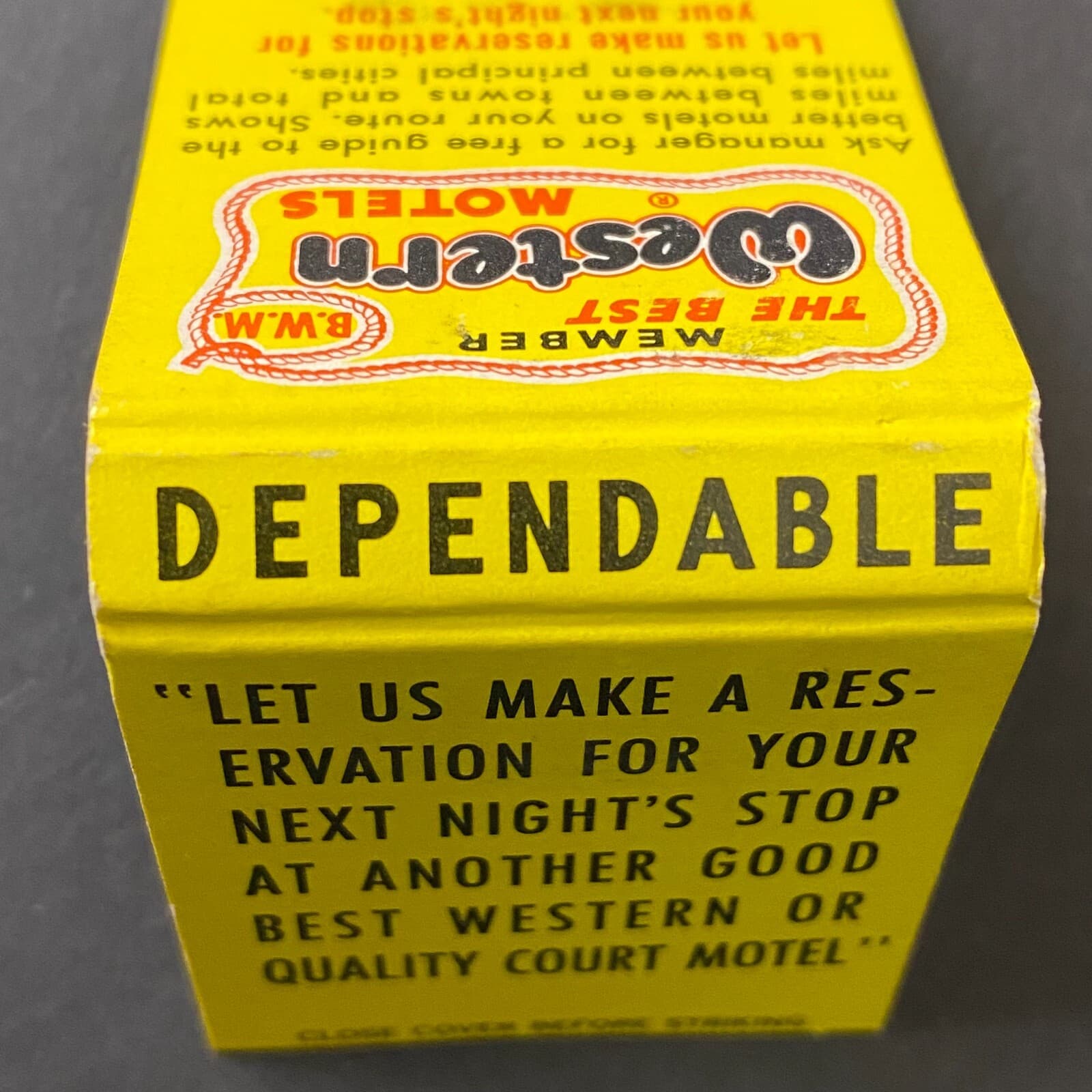 Best Western Motels c1960s-73 Full Matchbook w/ Rope Border Art VGC 3