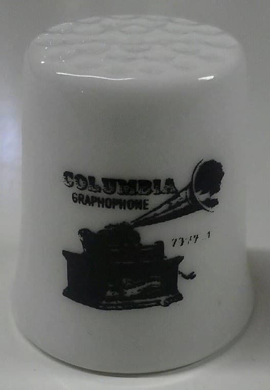 Charming Columbia Graphophone Collectible Porcelain Thimble