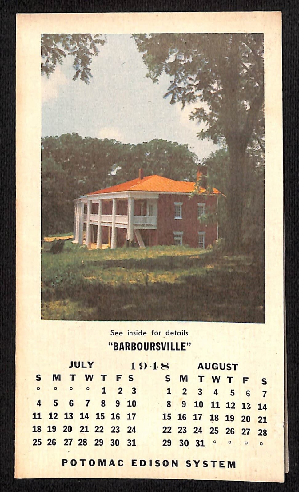 Potomac Edison Power Reddy Kilowatt 1948 "Hot Water Instantly" Calendar Scarce 4