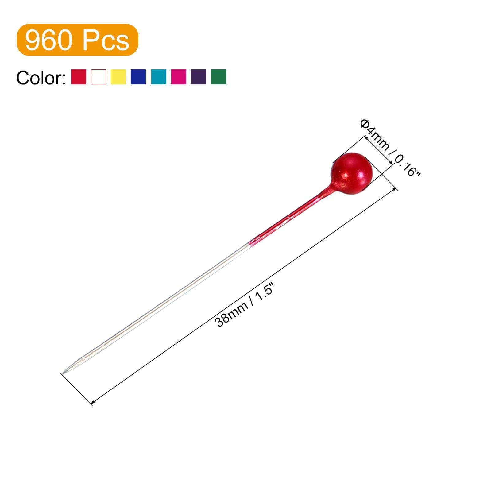 960Pcs Sewing Straight Pins Round Pearl Head for DIY Hand Craft, Multicolor 2