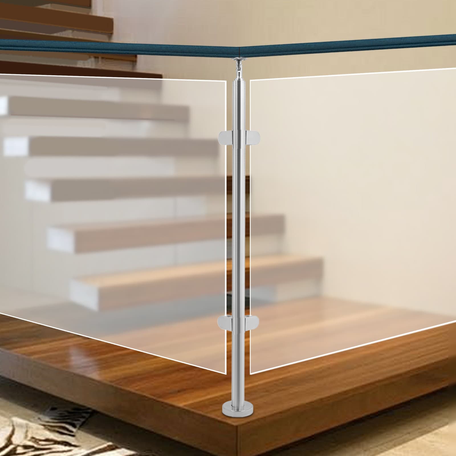 316 Stainless Steel Modern Sanding Corner Column Post for Glass Railing Silver 6