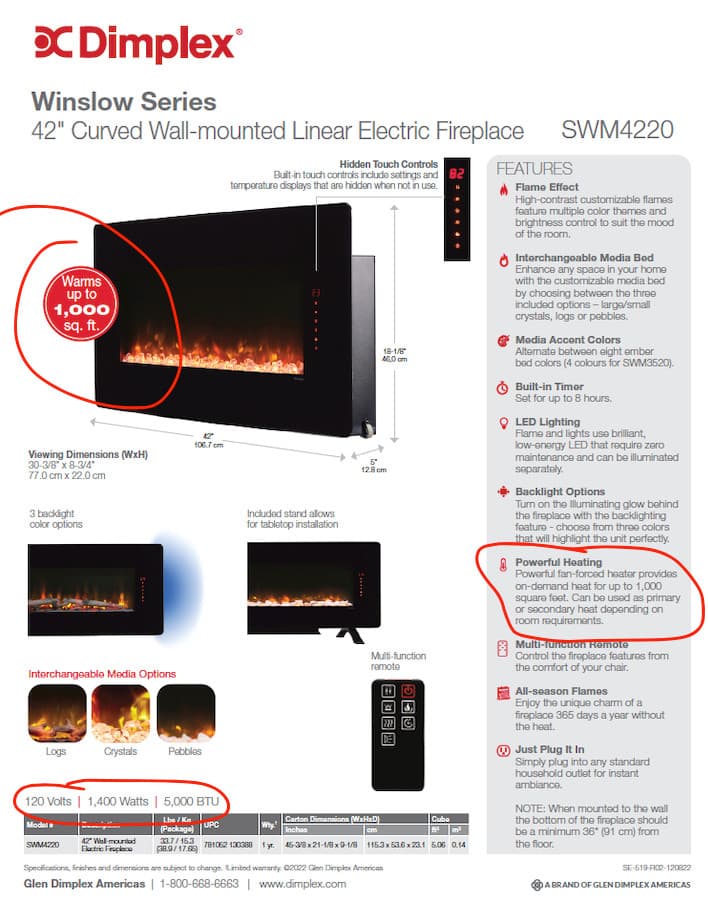 Dimplex SWM4820 Winslow 48" Wall-Mounted/Tabletop Linear Fireplace 2