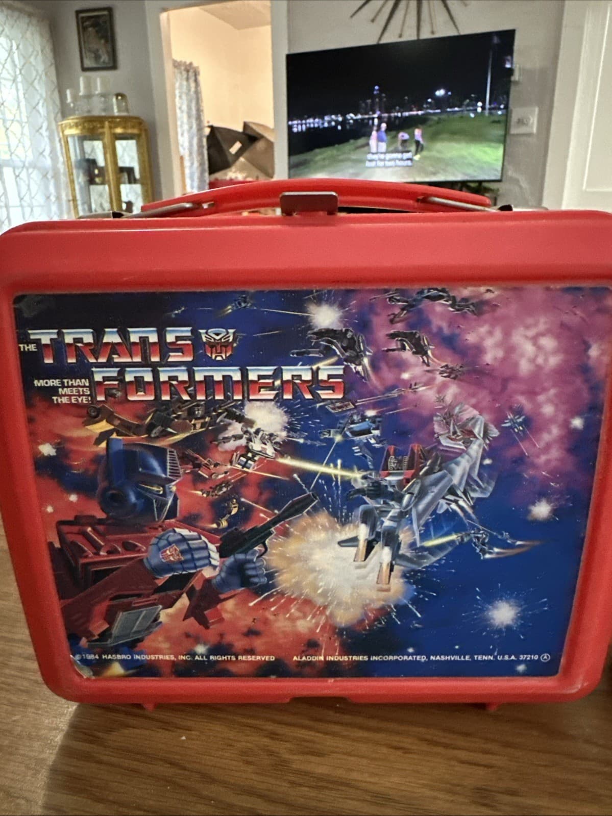 Vintage 1984 Original TRANSFORMERS Lunch Box Aladdin Hasbro Plastic W/ Thermos 2