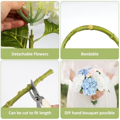 Hydrangea Artificial Flowers, Hydrangeas, ‘21-inch’ Large Artificial White 5