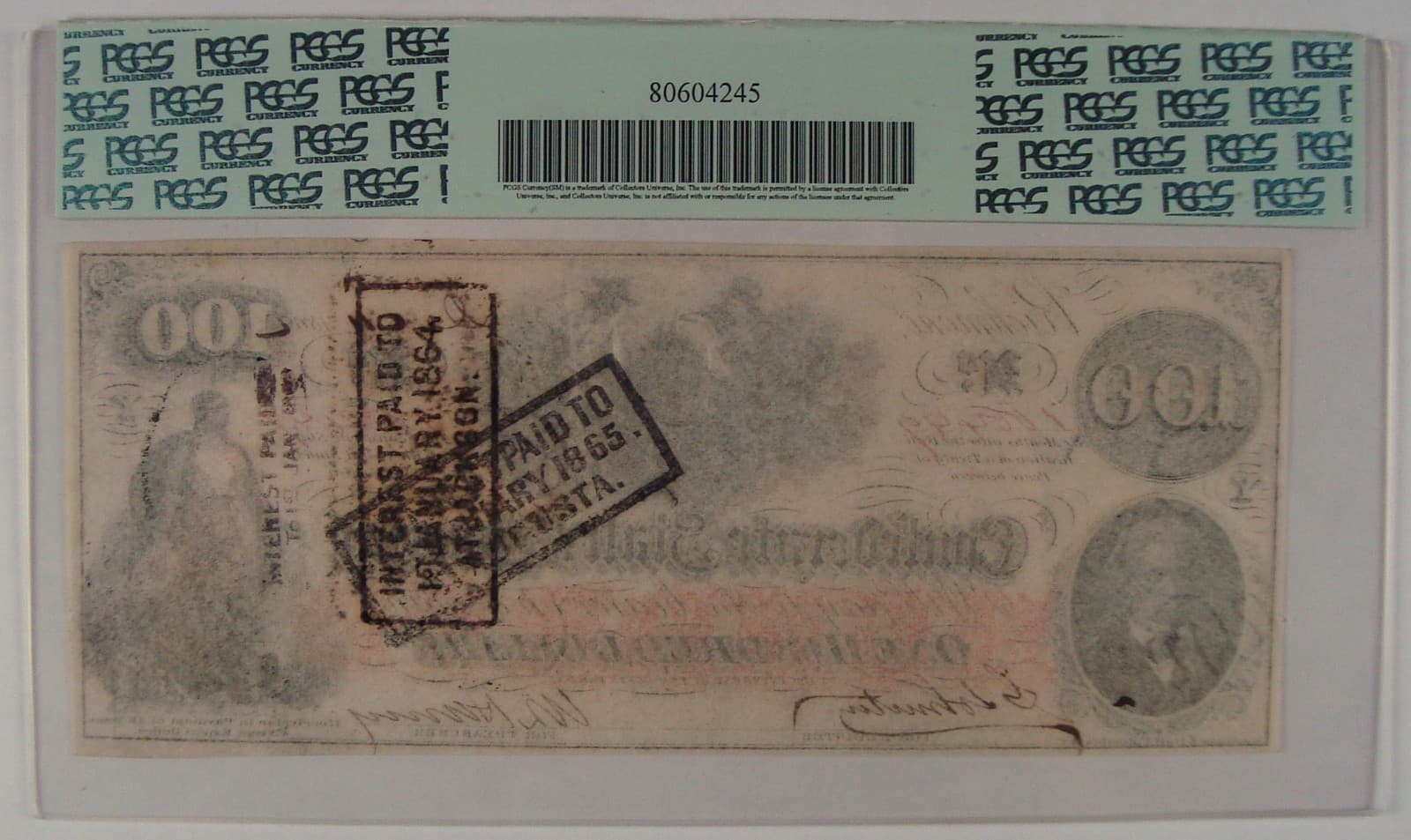 1862 CSA T-41 $100 Confederate States of America Note PCGS Gem New 66 PPQ 2